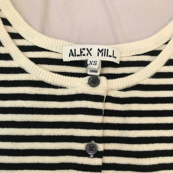Alex Mill Louisa Vest XS NWOT Striped Black/Cream - Picture 6 of 6